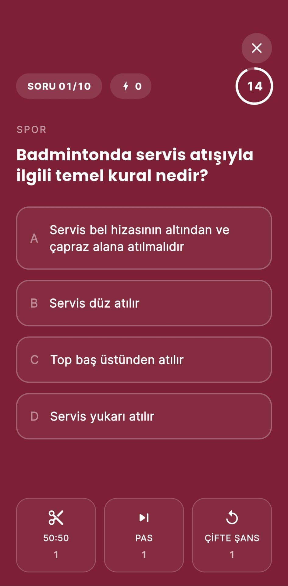 BilQ reyting soru ekranı